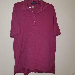 Polo Golf Ralph Lauren Vintage Lisle Shirt Mens L Pink Navy Stripes Pima Cotton